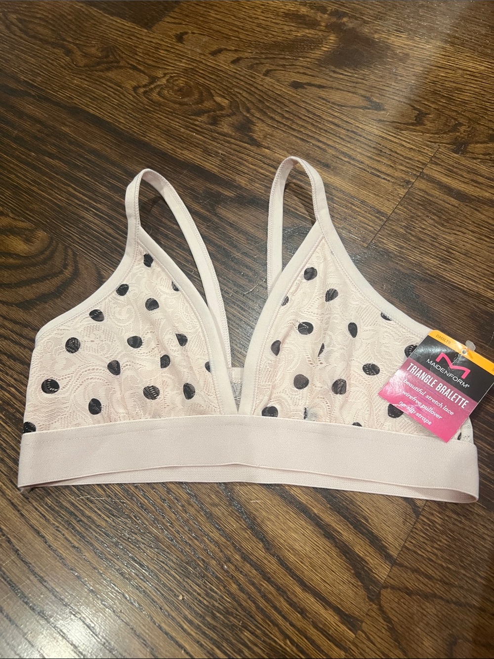 Maidenform Light Pink Polka Dot Triangle Bralette